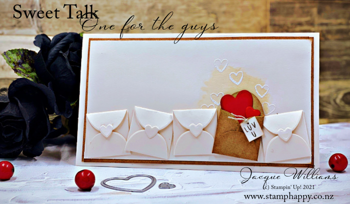 Stampin up sweet talk conversations sweet hearts tiny envelopes valentines masculine slimline kraft emboss resist watercolor technique
