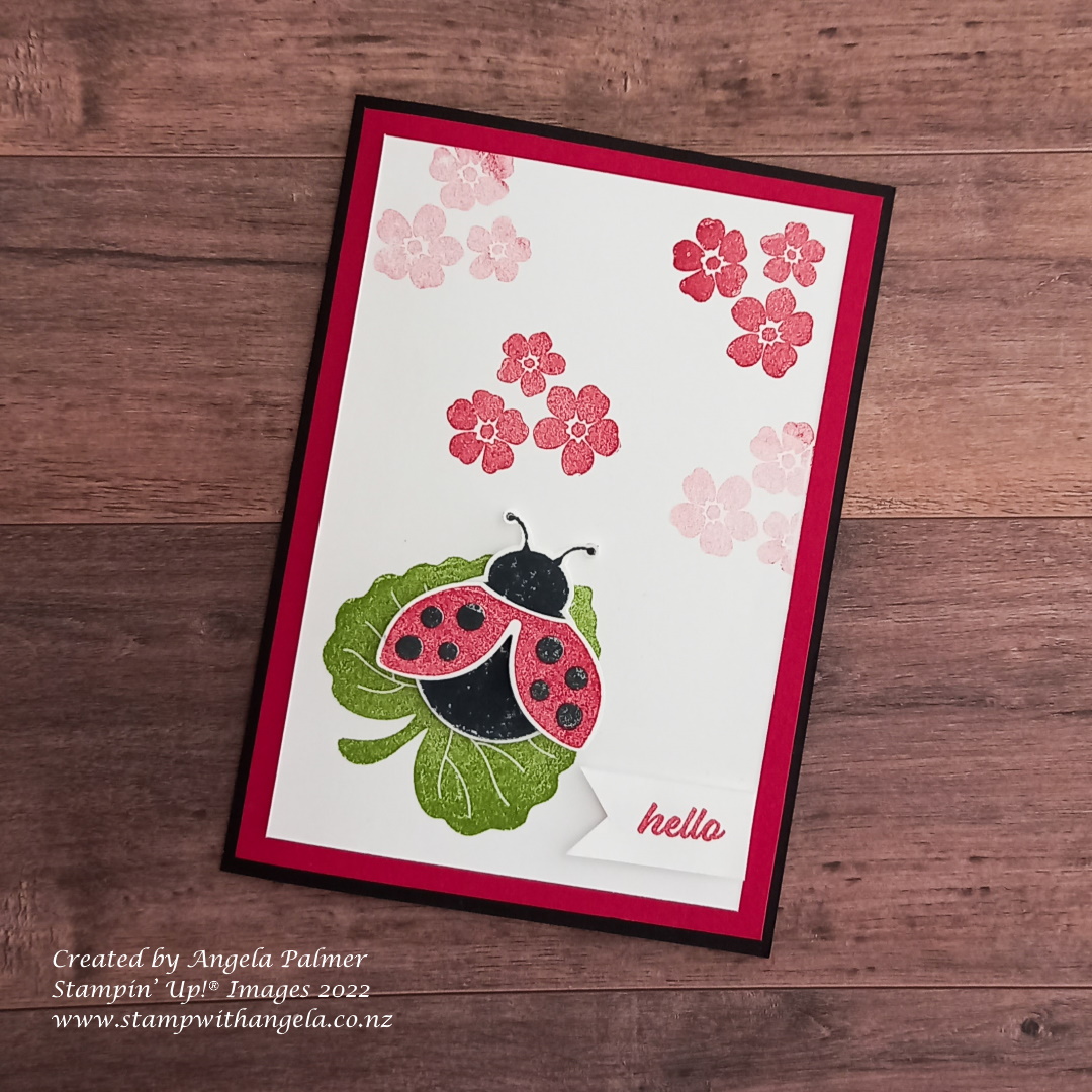 Hello ladbybug and flower cluster card