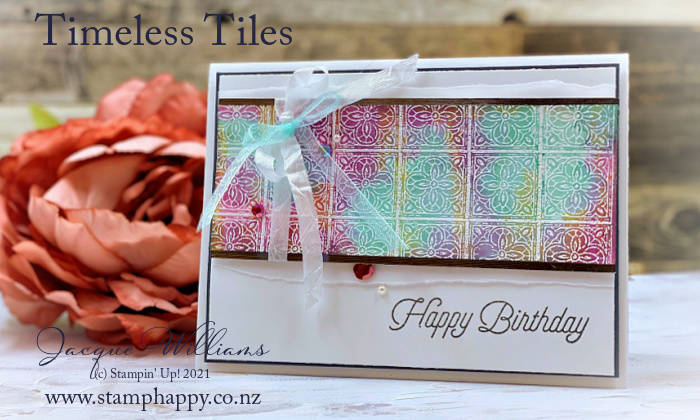 Stampin up timeless tiles watercolor resist technique vintage clean watercoloring quick easy card