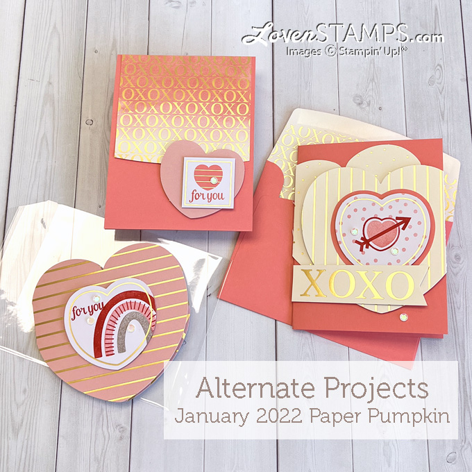 January 2022 paper pumpkin kisses hugs alternate project ideas valentine craft kit by mail hearts blending brushes tutorial video stampin up lovenstamps