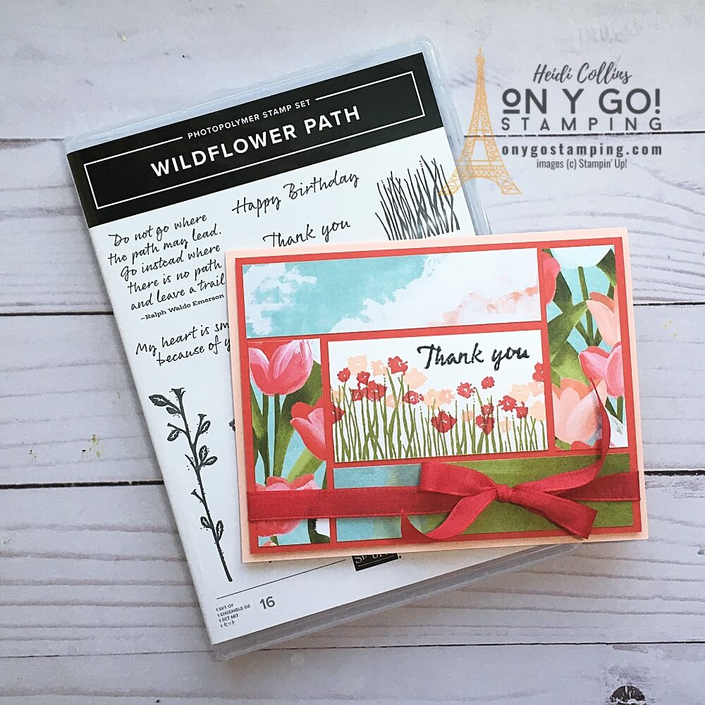 Wildflower path card with patterned paper
