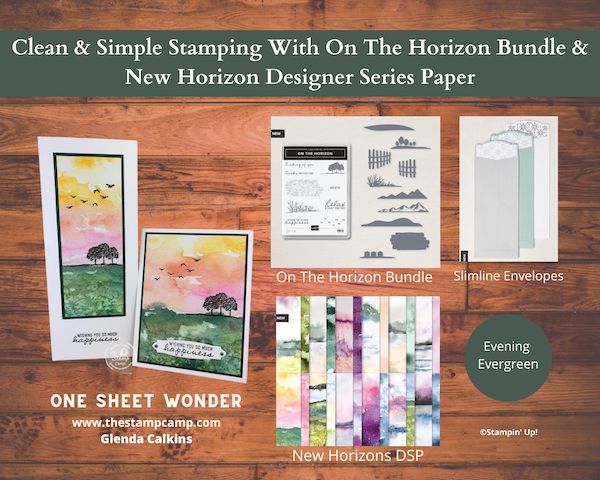 Clean and simple stamping cards with on the horizon bundle