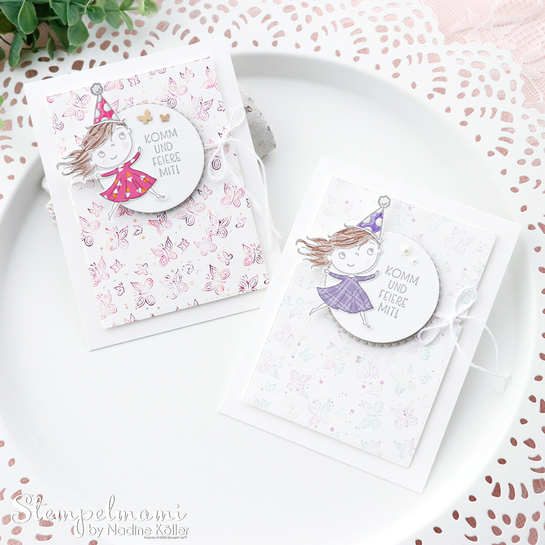 Stampin up video anleitung einladungskarte zum kindergeburtstag mit der babyfeuchttuchtechnik baby wipe technique schmetterlingsfantasie stempelmami youtube 3