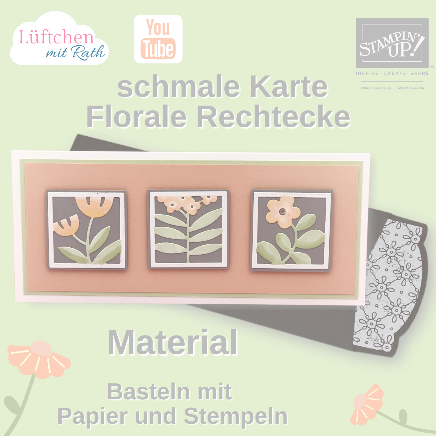 Schmale karte florale rechtecke  material