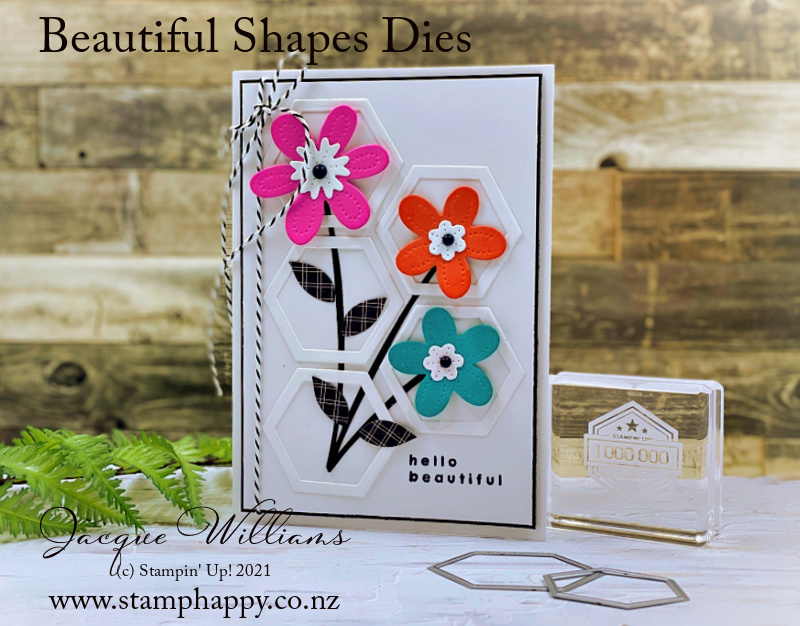 Stampin up abstract beauty beautiful shapes hello beautiful pierced blooms dies birthday card jacque williams