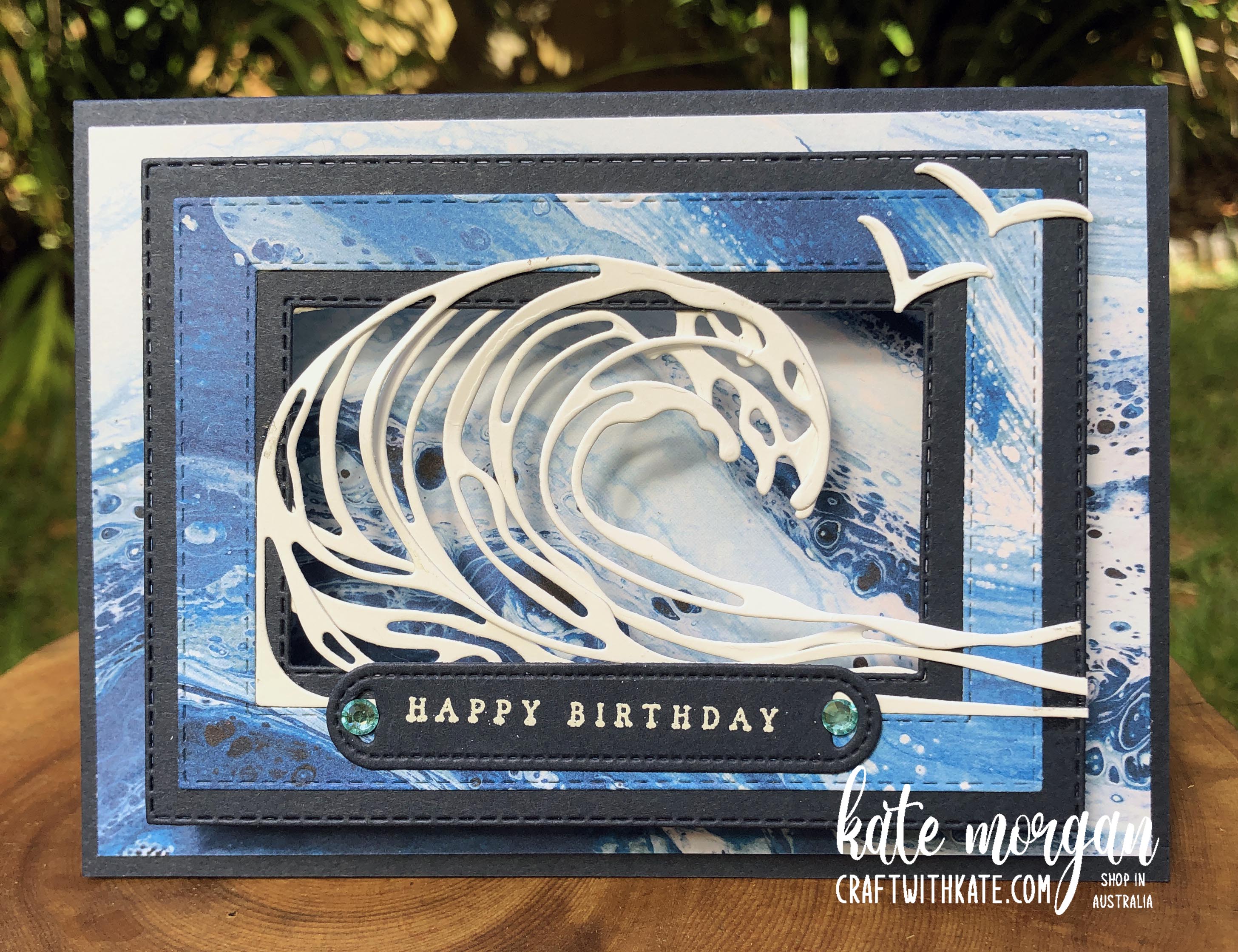 Waves of the ocean pillar pop up card by kate morgan  stampin up australia 2022