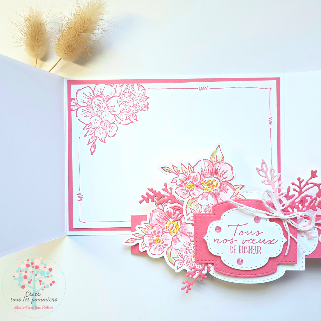 Carte 2 volets pierre rose polie