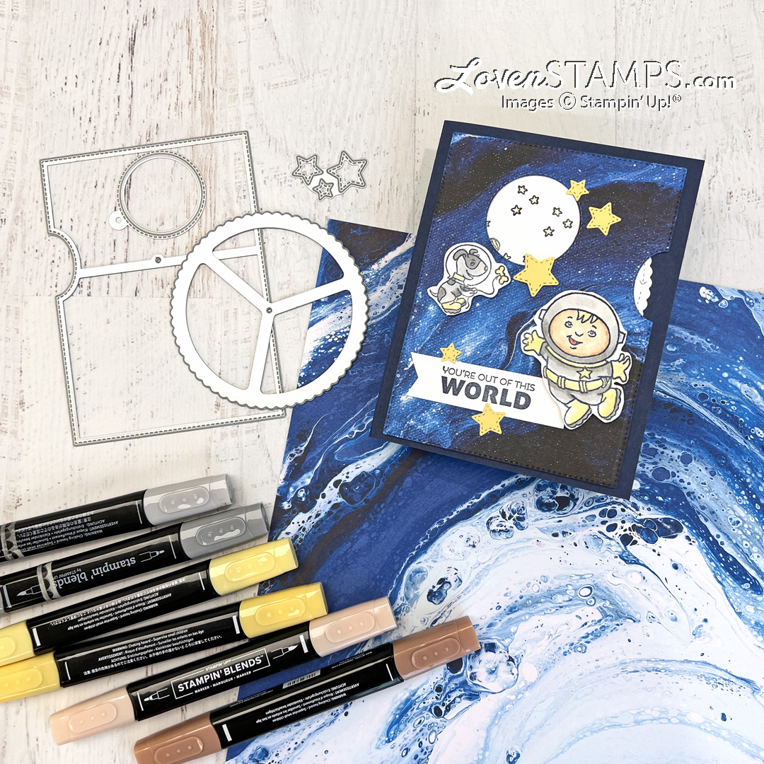 Ep 263 stellar birthday give it a whirl dies cards that move stampin up waves ocean dsp how to mount rubber stamps tutorial