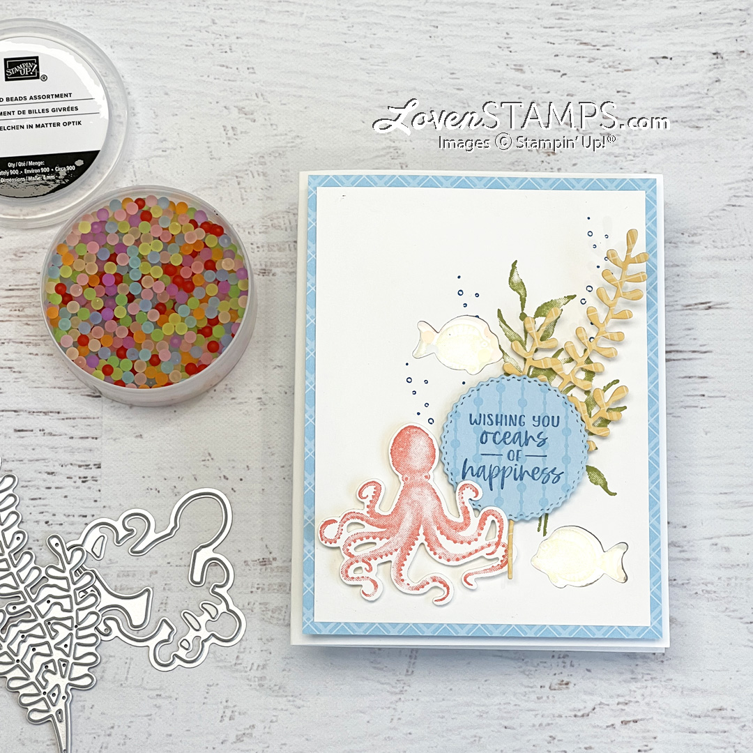 Seas the day shaker card using rubber scraps lovenstamps stampin up video tutorial tasteful labels dies