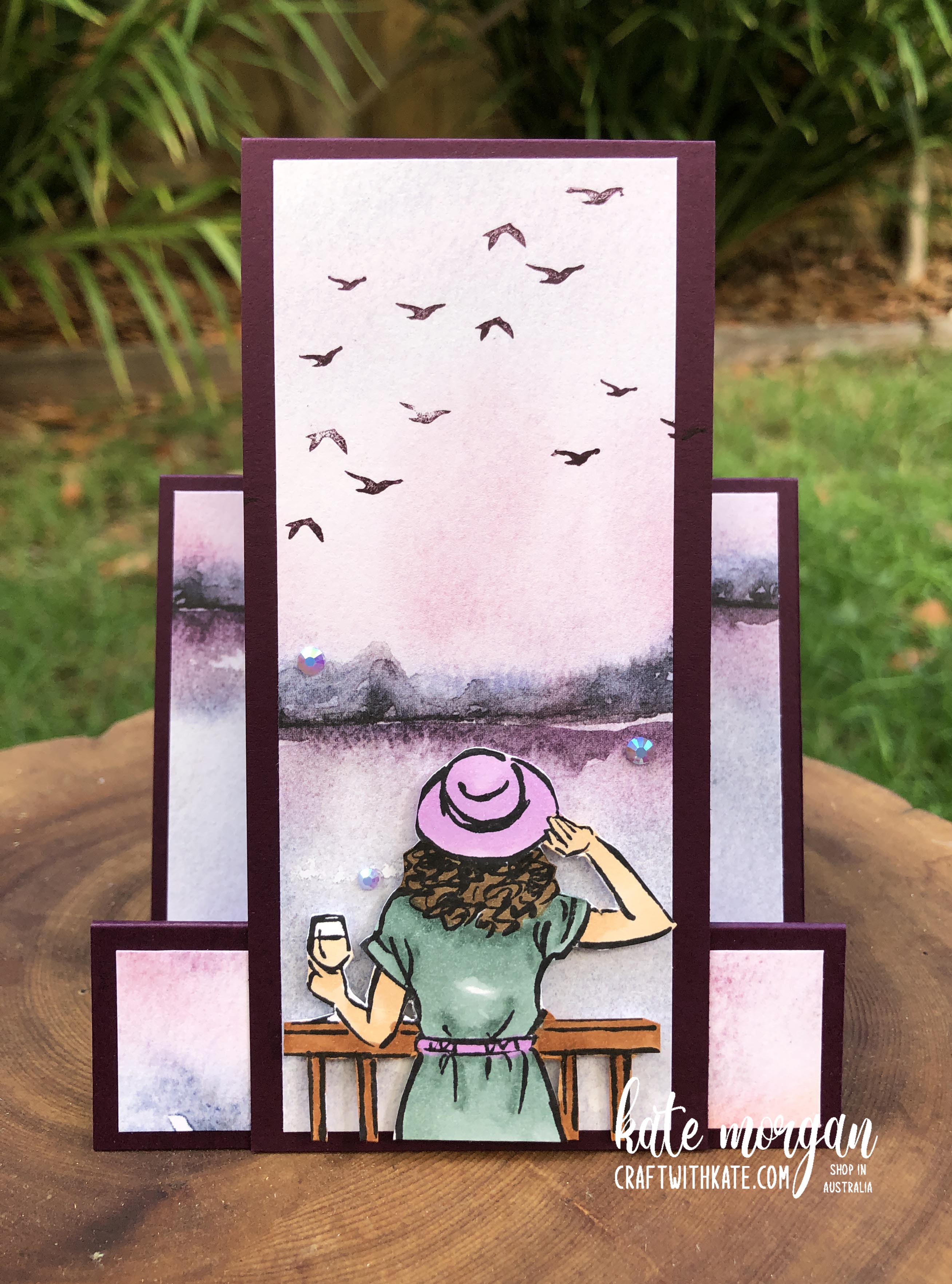 Tall centre step card using stampin up new horizons dsp   on the horizon by kate morgan auatralia 2022