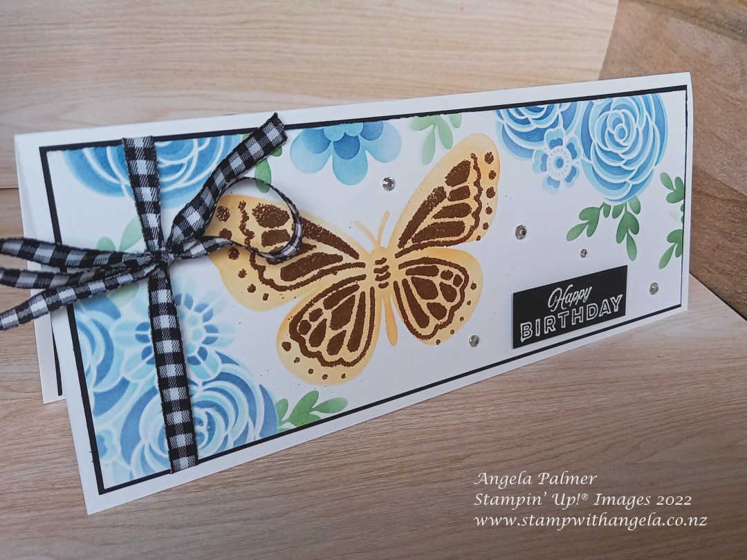 Butterflies   flowers layering masks slimline card