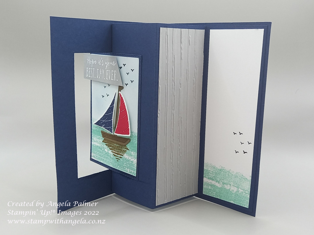 Sailboat pop out swing card inside