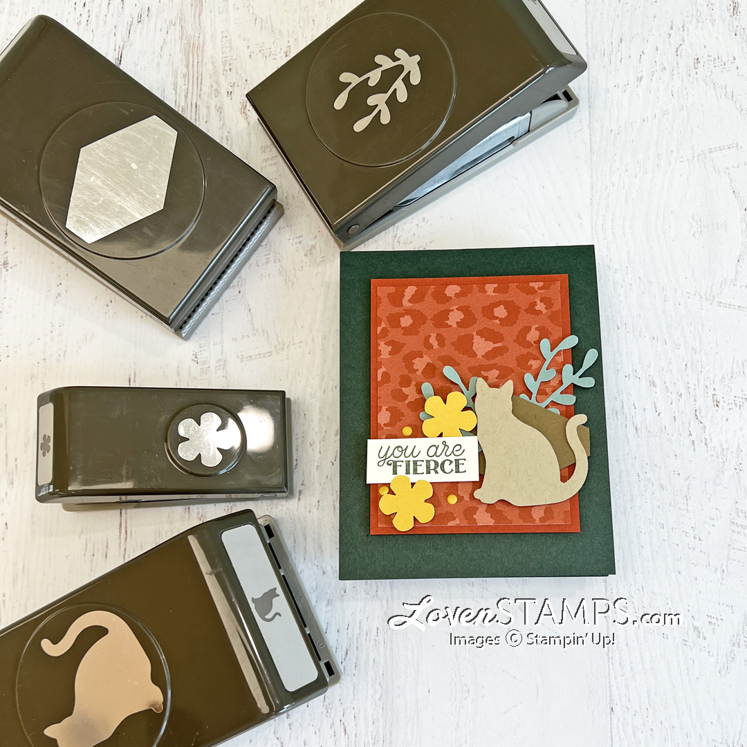 In the wild cats punch art tailored tag stampin up last chance list sprig tutorial 3x4 dsp 2