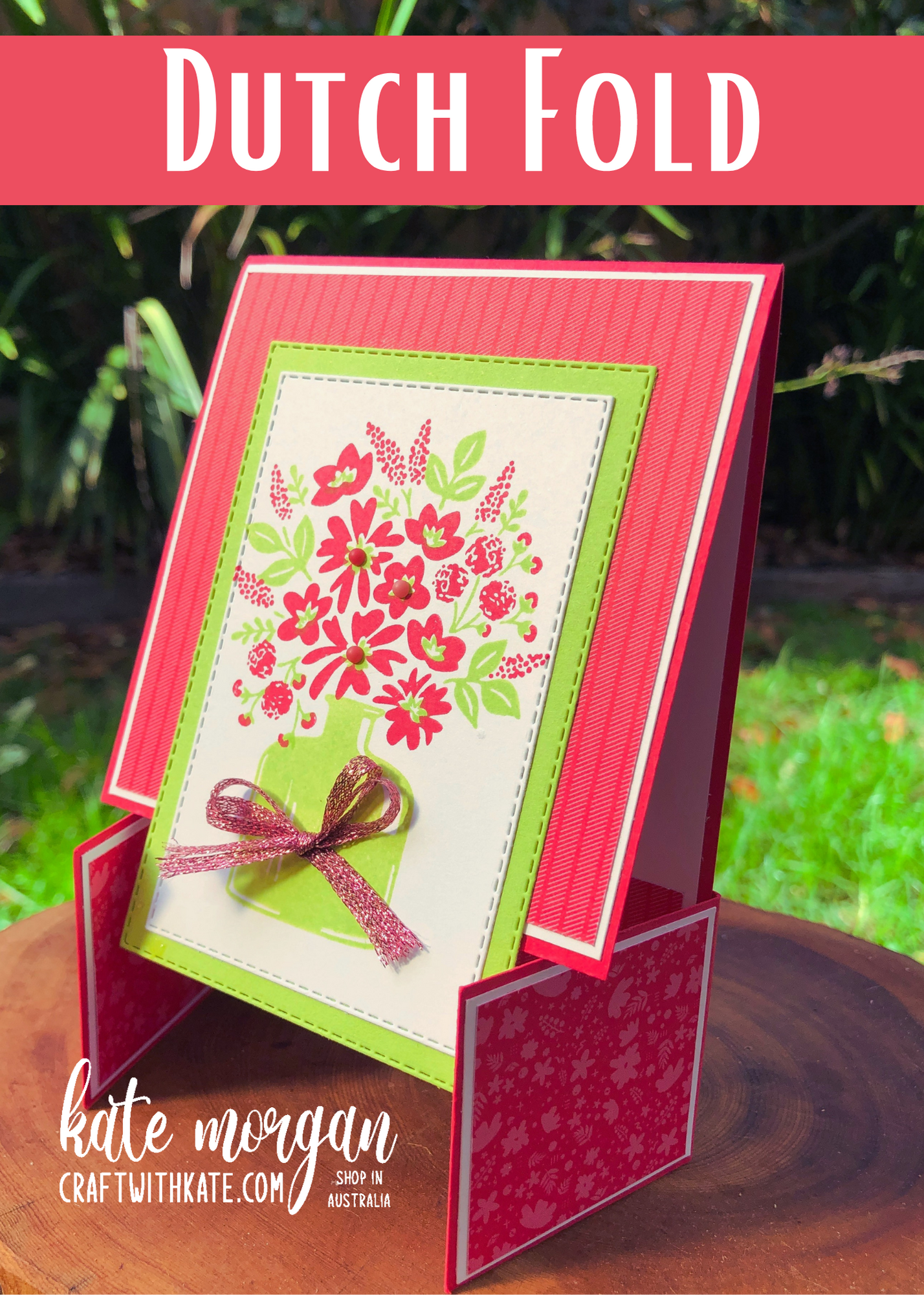 Dutch fold card using stampin up in color sweet sorbet for colour creations blog hop by kate morgan australia 2022