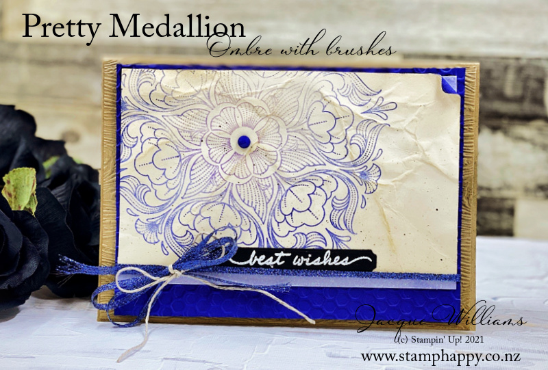Stampin up pretty medallion orchid oasis starry sky blending brush stamparatus technique jacque williams