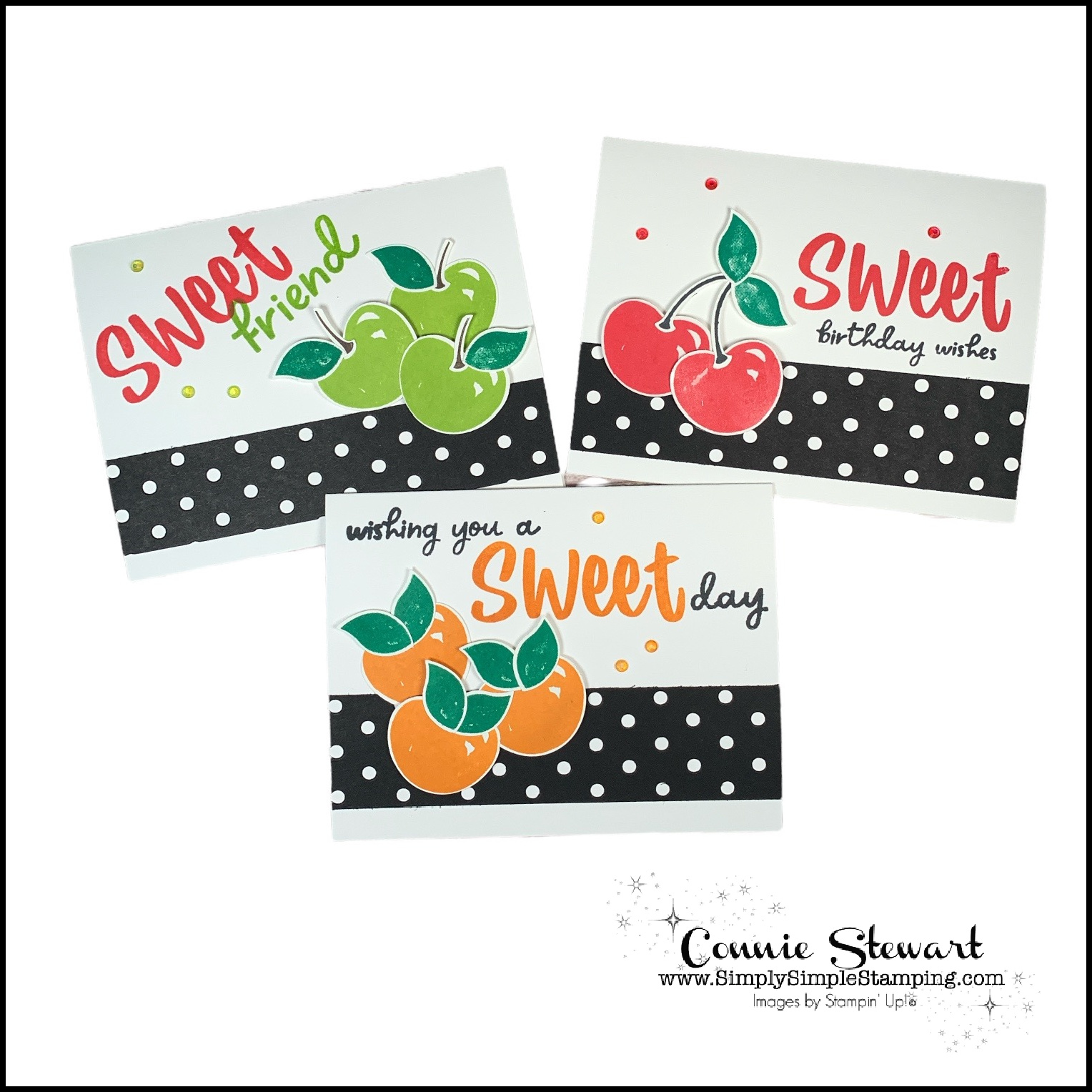 3 sweet cherry cards