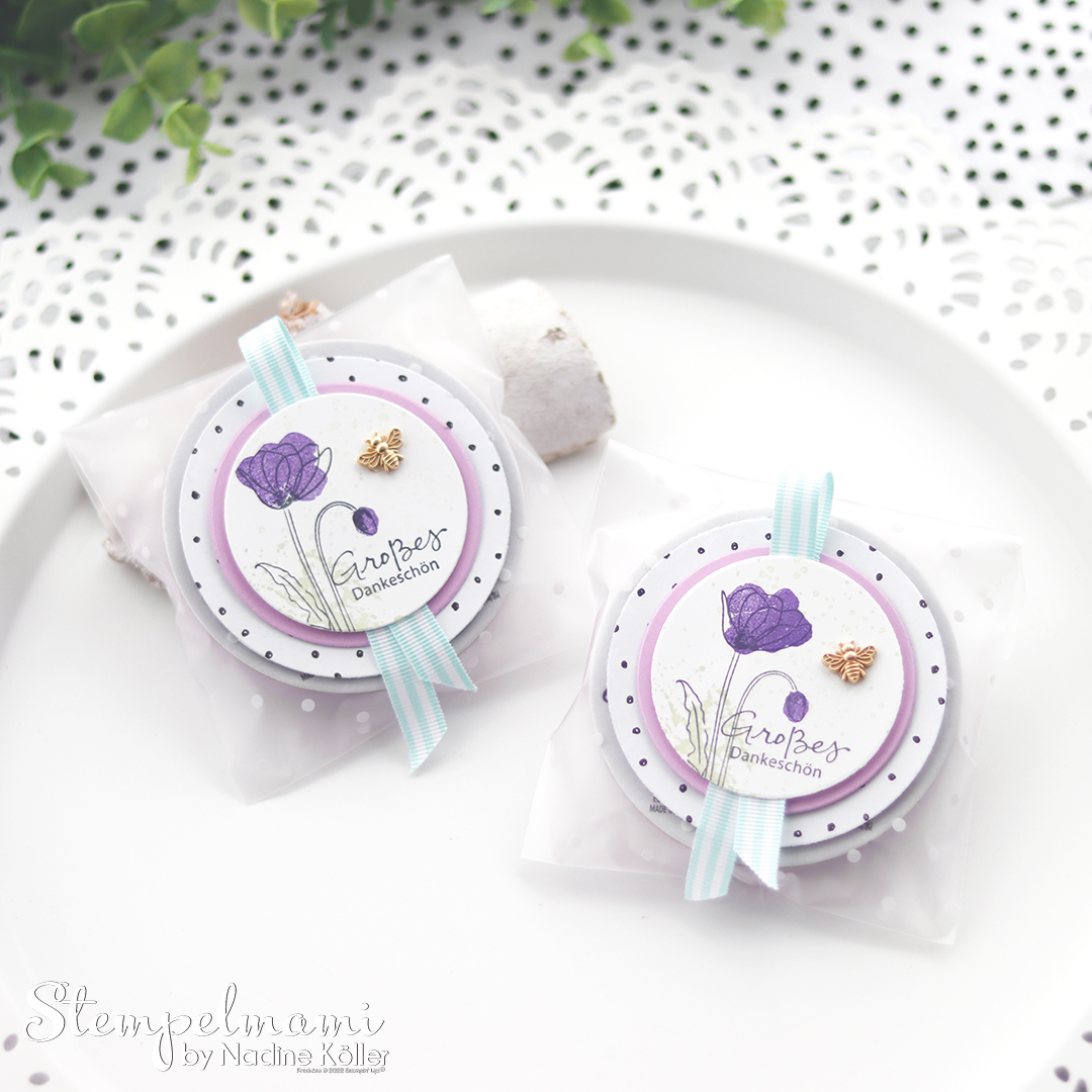 Stampin up video anleitung geschenkband huebsch verpacken painted poppies stempelmami
