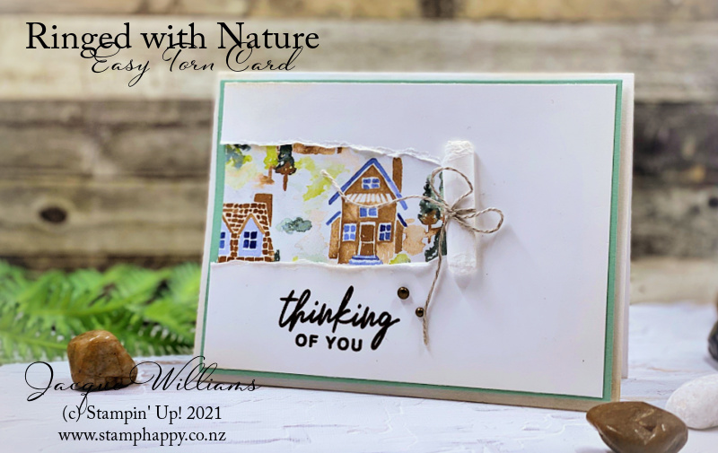 Stampin up ringed with love tree rings blessings torn card technique clean and simple video jacque williams