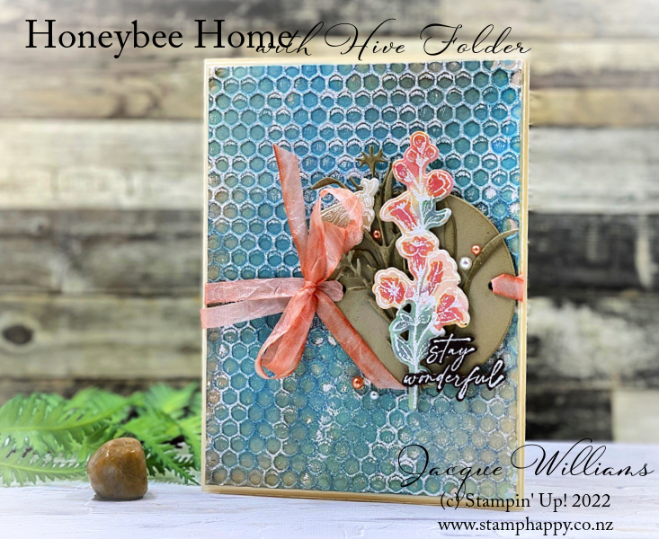 Stampin up honeybee home vintage distressed watercolor background hive folder messy watercoloring card jacque williams how to video