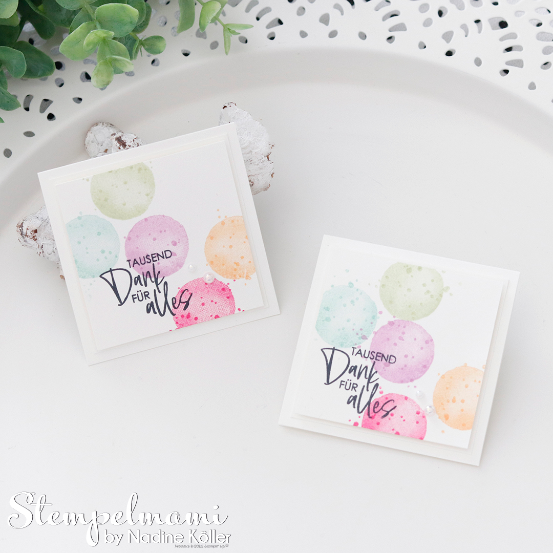 Stampin up video anleitung mini dankeskarten in regenbogenfarben aquarelltechnik stempelmami youtube 2
