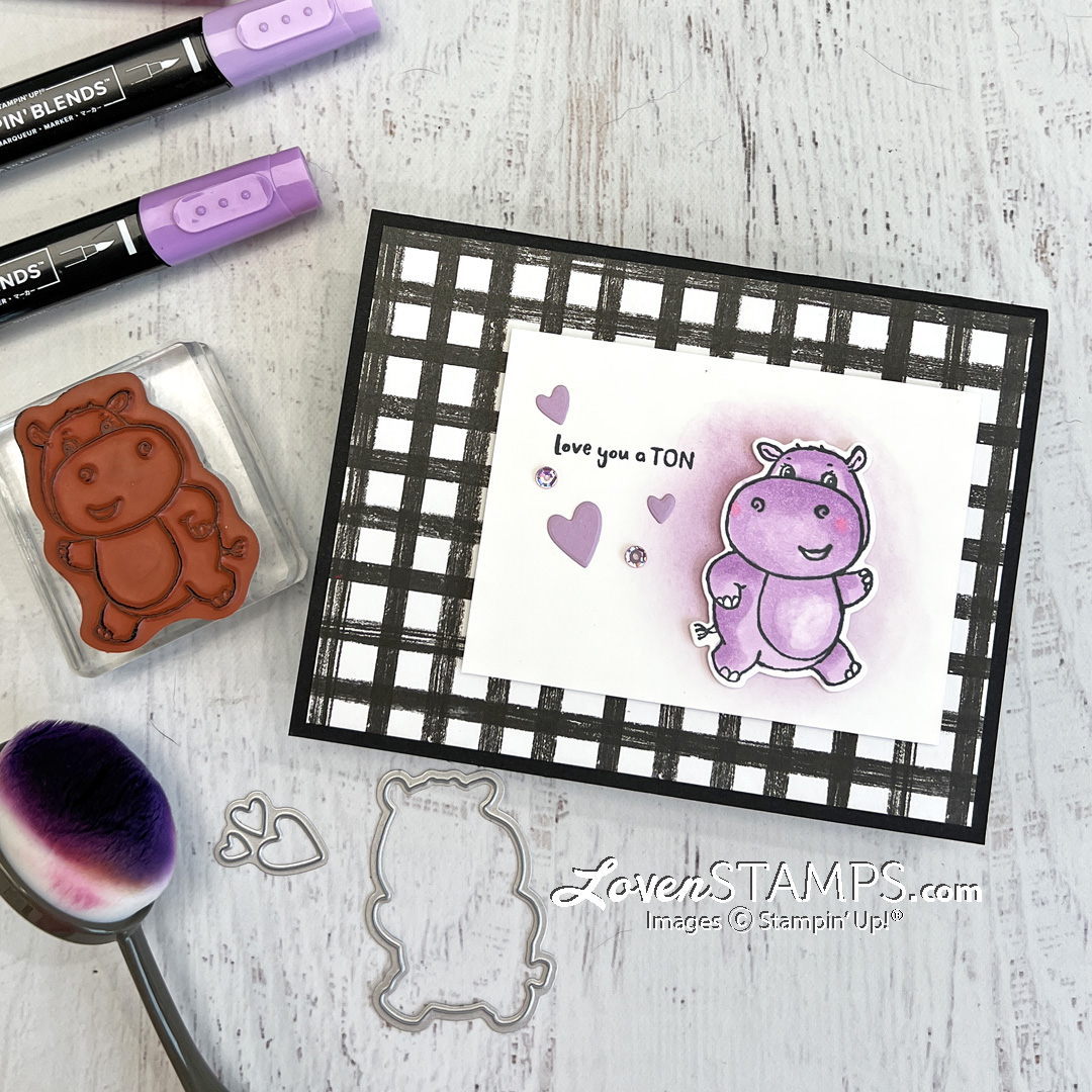 Happiest hippos dies stampin blends markers alcohol ink tutorial how to color 3 step easy light and dark lovenstamps w stamps
