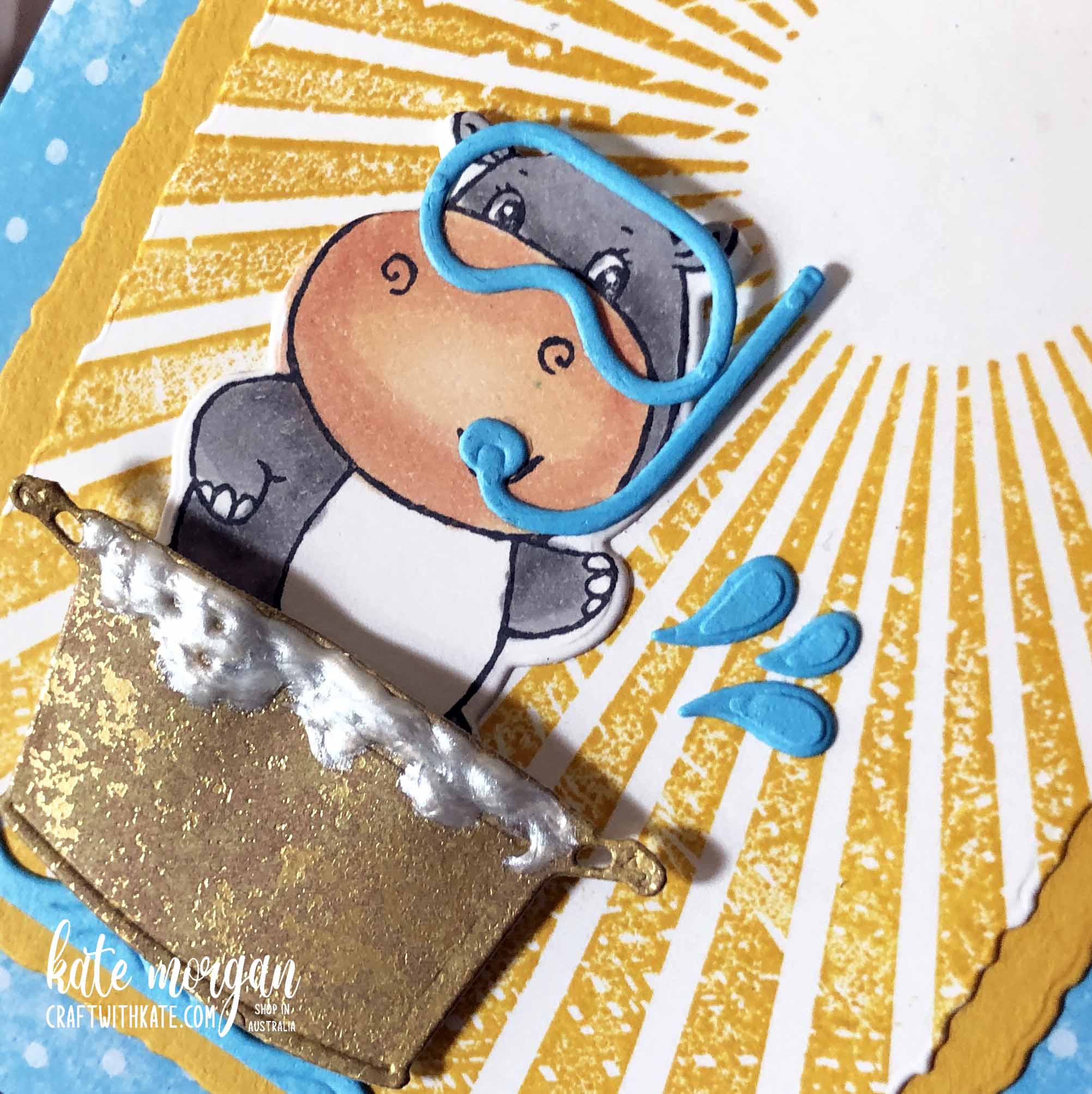 Hippo splashing in sunshine by kate morgan  stampin up australia 2022 sab