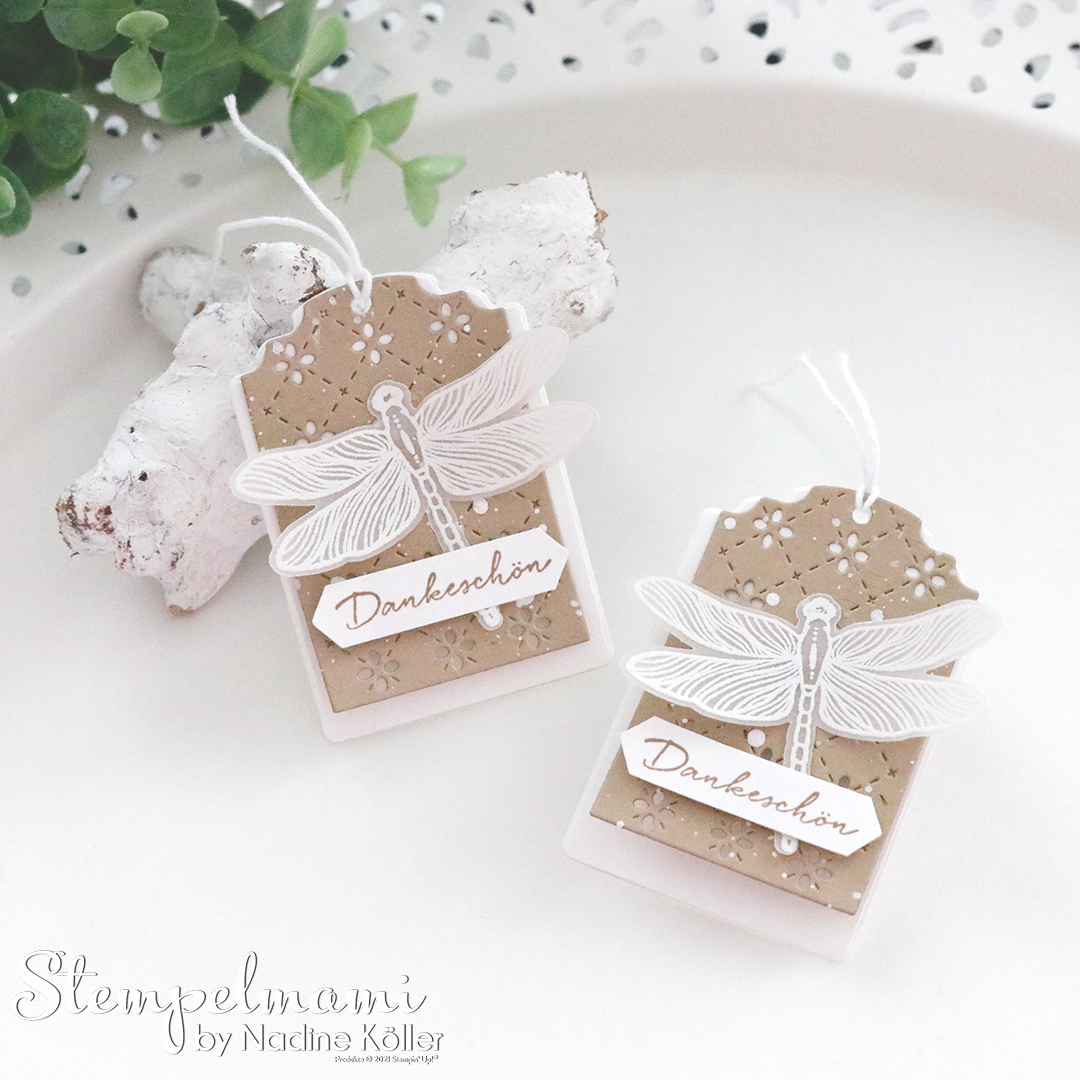 Stampin up video anleitung geschenkanhaenger libellengarten designeretiketten stempelmami