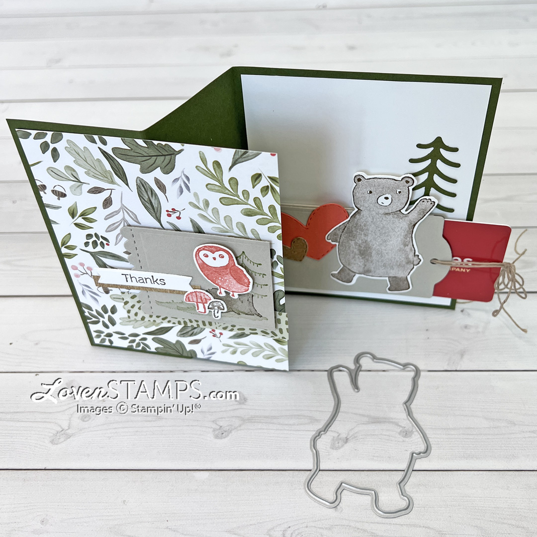 Z fold gift card holder surprise happier than happy forest friends celebrations tag stampin up owl card standing 1080