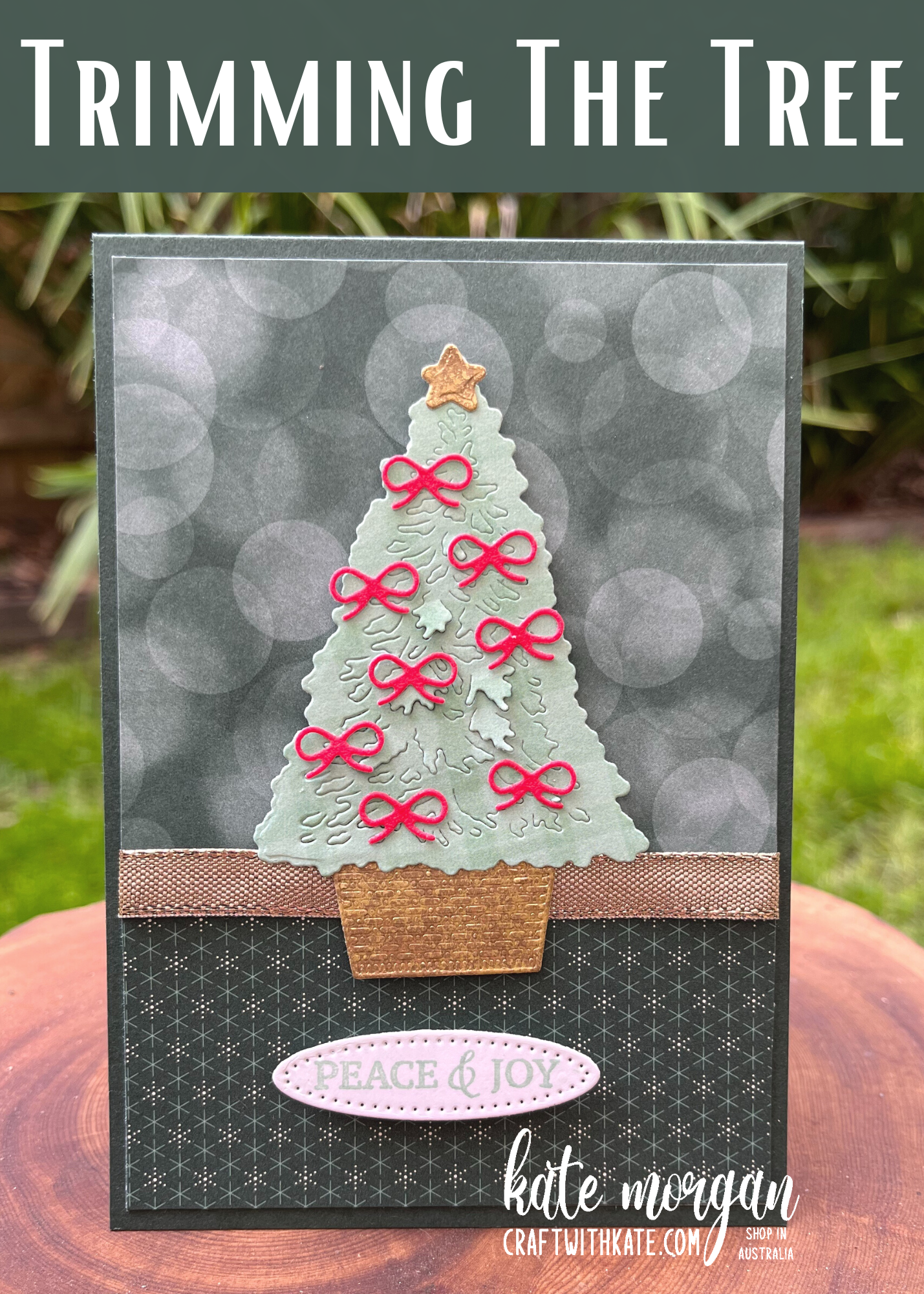 Trimming the tree lights aglow christmas card for heart of chistmas by kate morgan  stampin up australia 2022