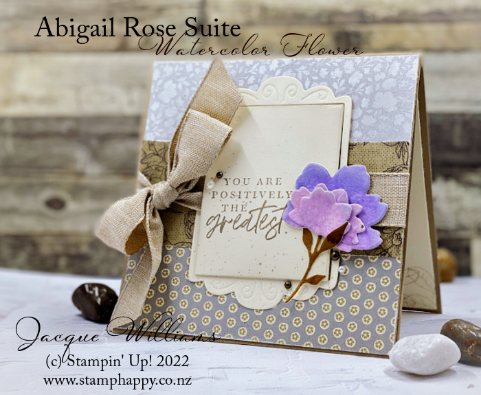 Stampin up abigail rose waercolor flower technique video tutorial vintage quick card jacque williams
