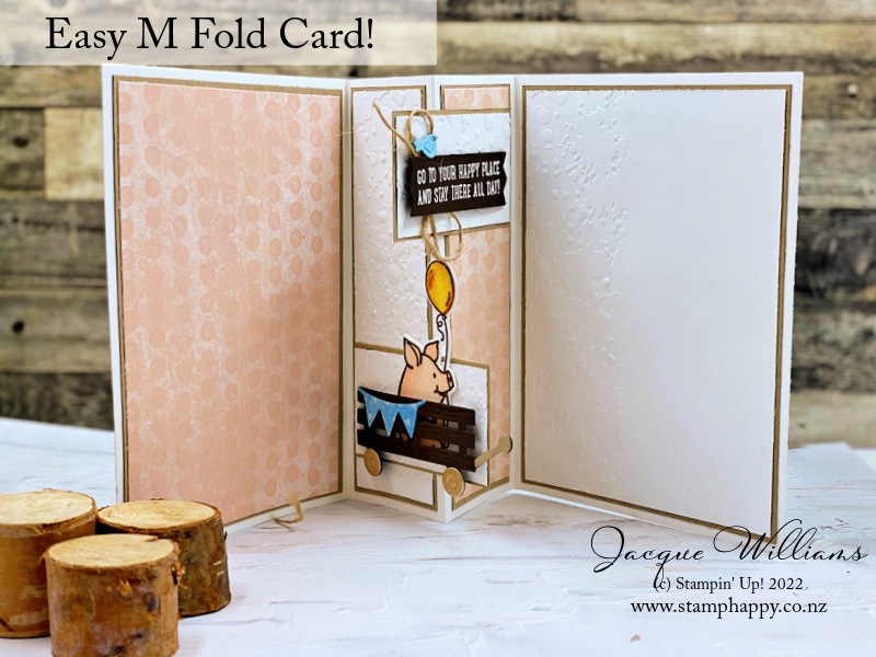 Stampin up this birthday piggy fun fold m fold video tutorial easy quick jacque williams new zealand