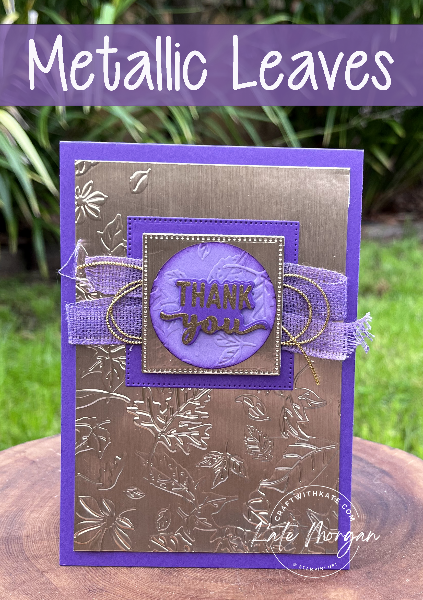 Metallic leaf fall card gorgeous grape ccbh by kate morgan  stampin up australia 2022