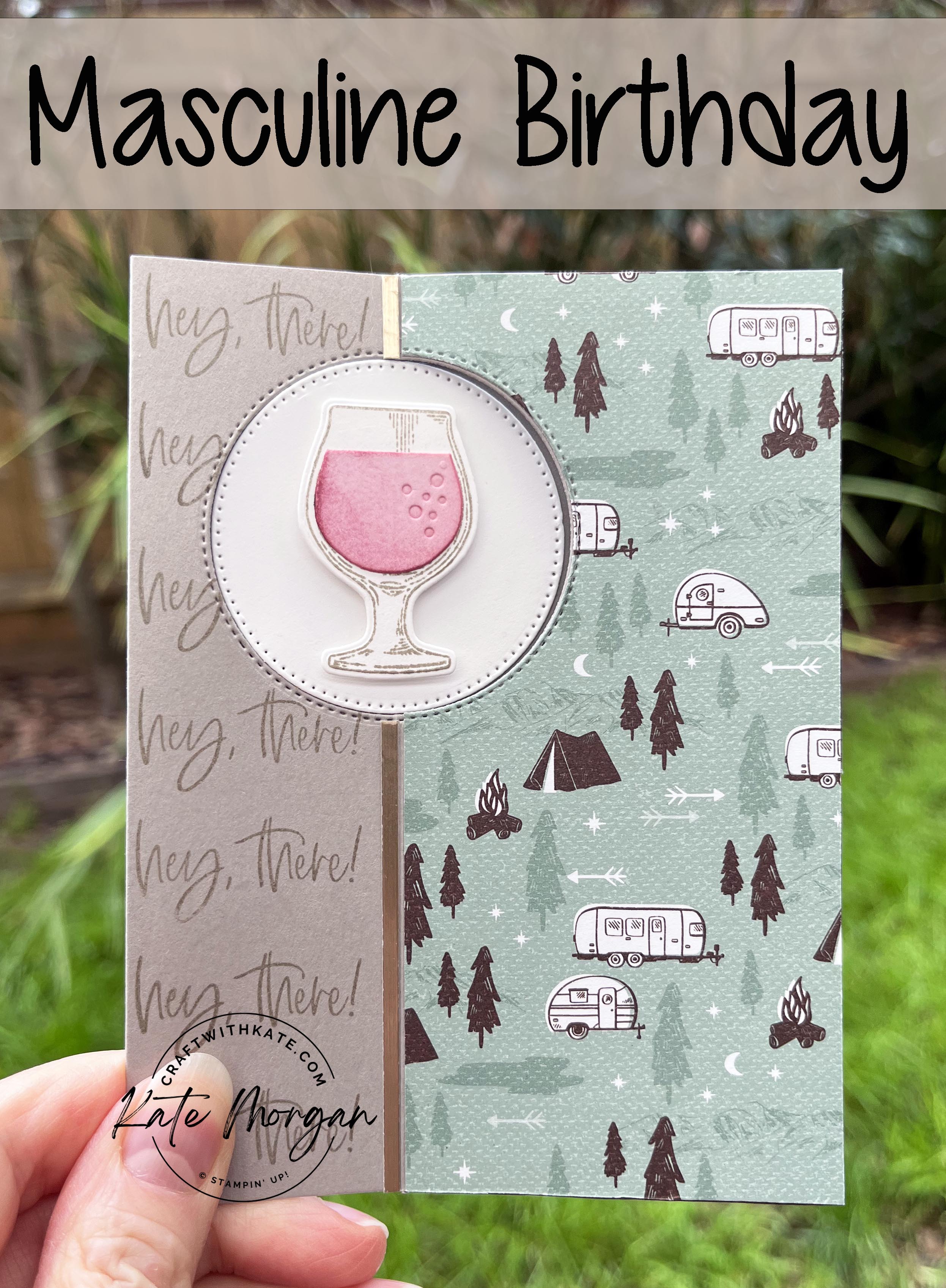 Masculine birthday split window card gray granite ccbh by kate morgan  stampin up australia 2022