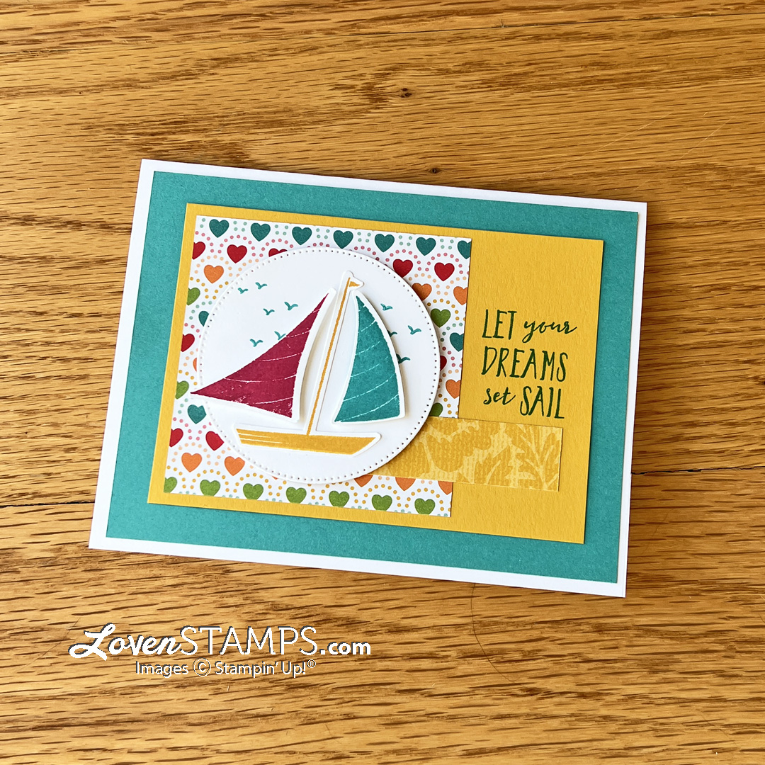 Let s set sail sailboat punch stampin up stylish shapes dies pattern party dsp video card tutorial