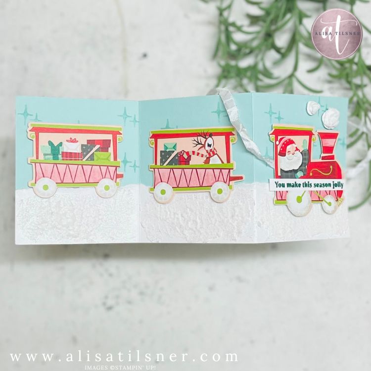 Santa express tri fold card open