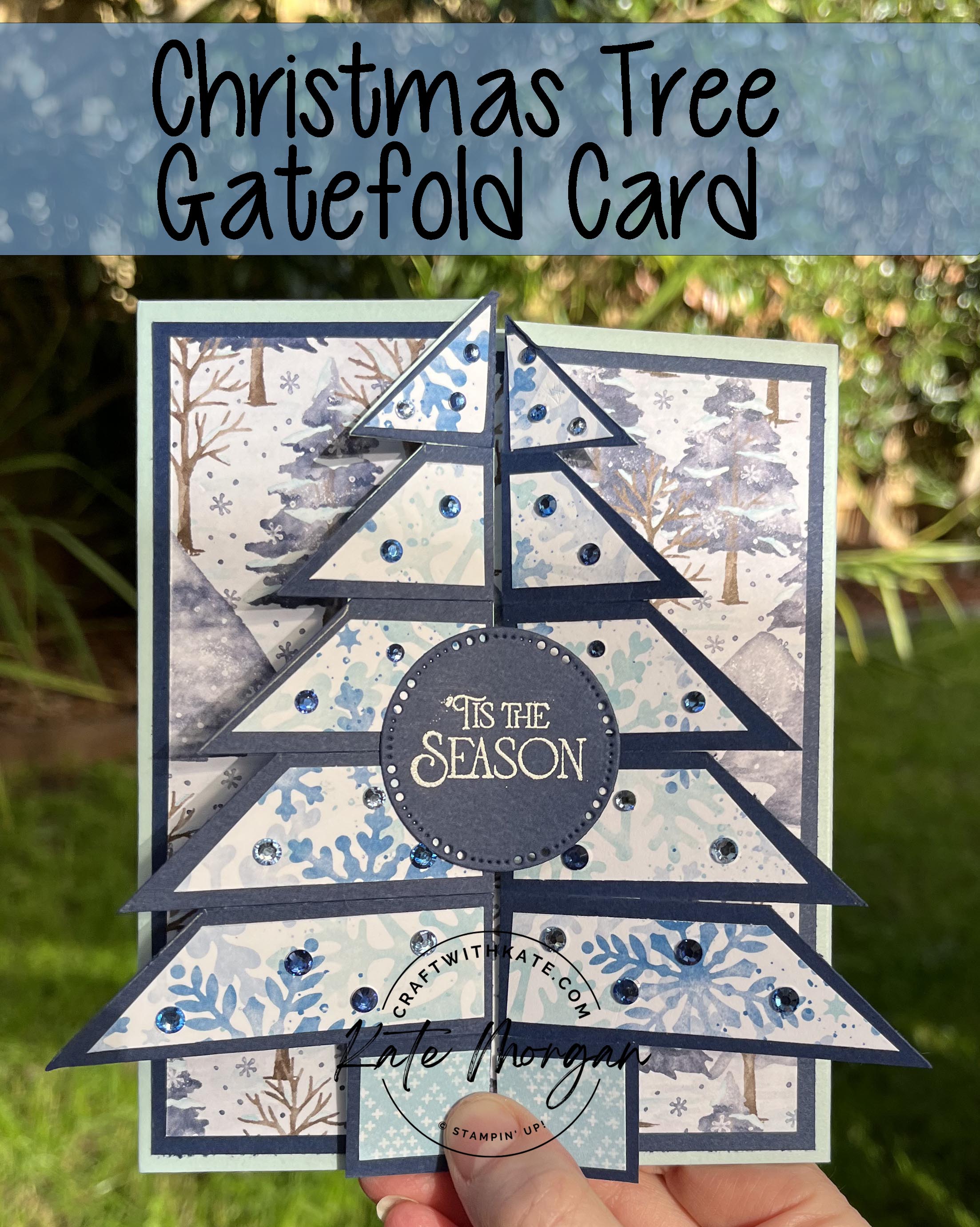 Christmas tree gatefold card using storybook gnomes dsp fancy fold by kate morgan  stampin  up australia 2022