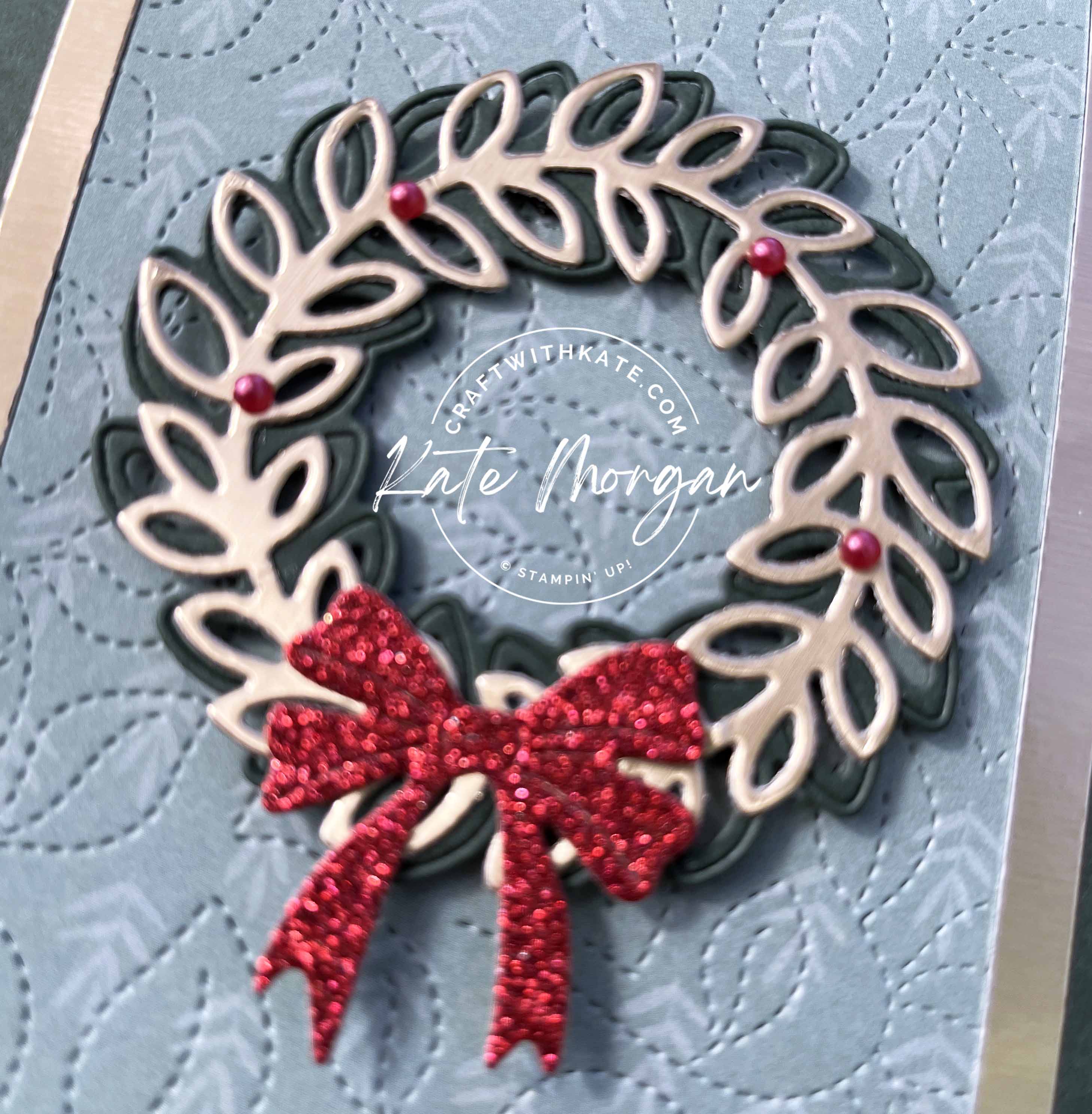 Country wreath with fitting florets dsp by kate morgan  stampin up australia 2022 close up
