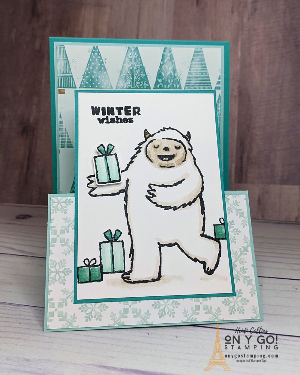 Double easel fun fold yeti to party front