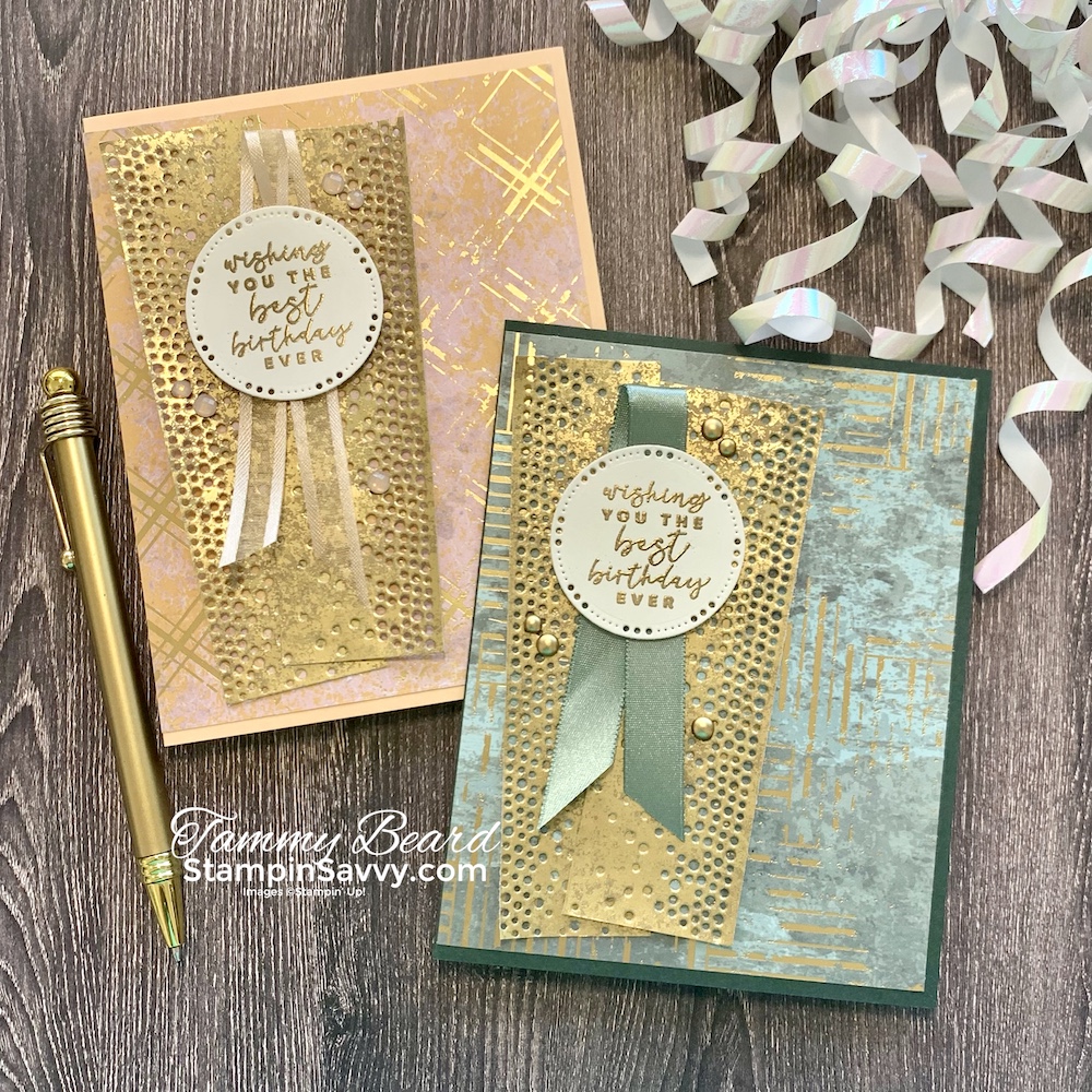 Brightest glow birthday cards with texture chic stampin savvy tammy beard