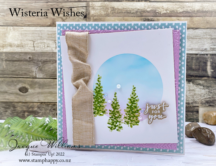 Stampin up wisteria wishes blended background masking christmas card fresh freesia fern folder