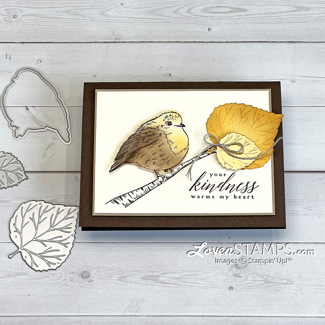 Perched in a tree aspen leaves cute bird how to color stampin up blending brushes sponge daubers