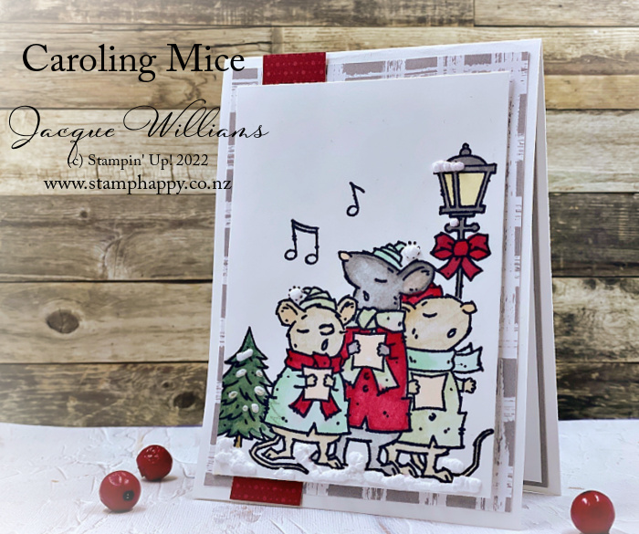 Stampin up caroling mice mischievious mice christmas card snowfall accents puff paint how to use