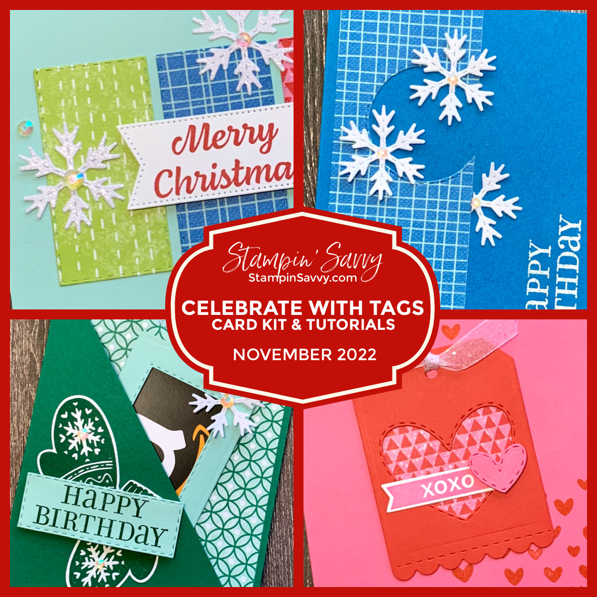 Celebrate with tags nov 2022 card kit graphic stampin savvy tammy beard