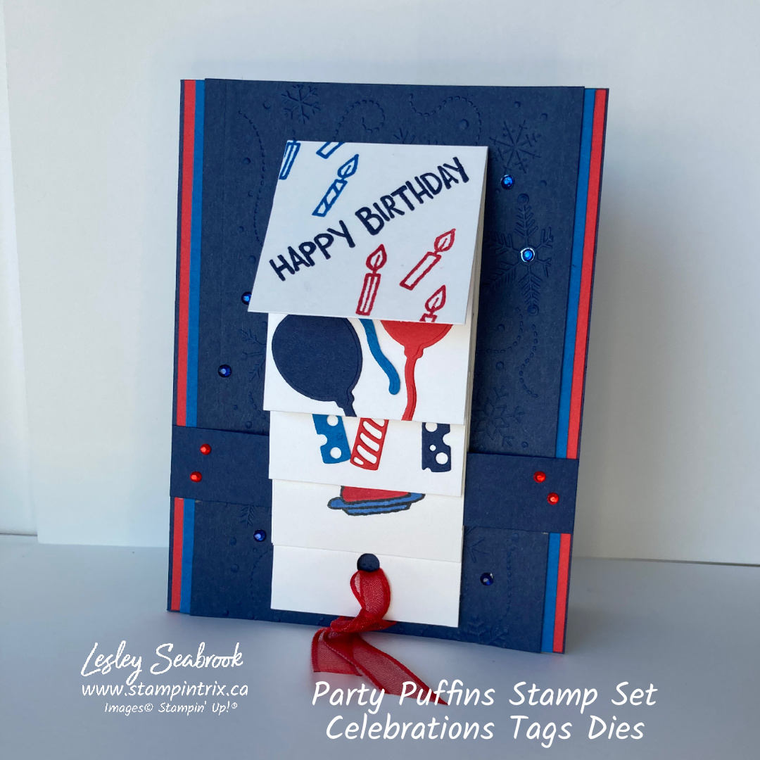 Party puffins stamp set   celebrations tags dies