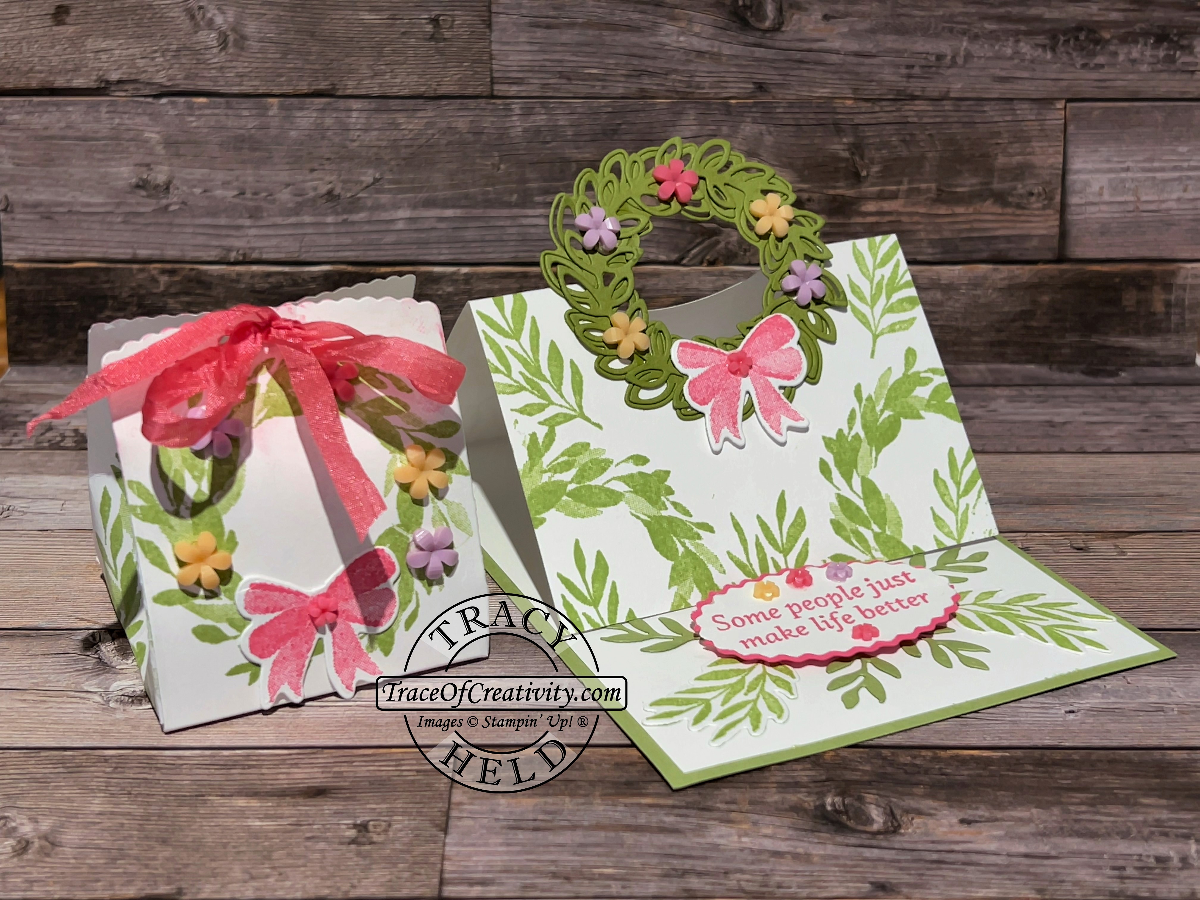 Cottage wreaths easel card