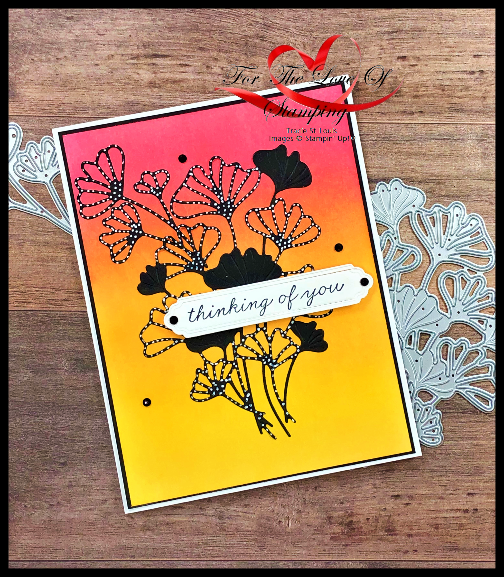 Ginkgo branch polka dot silhouette