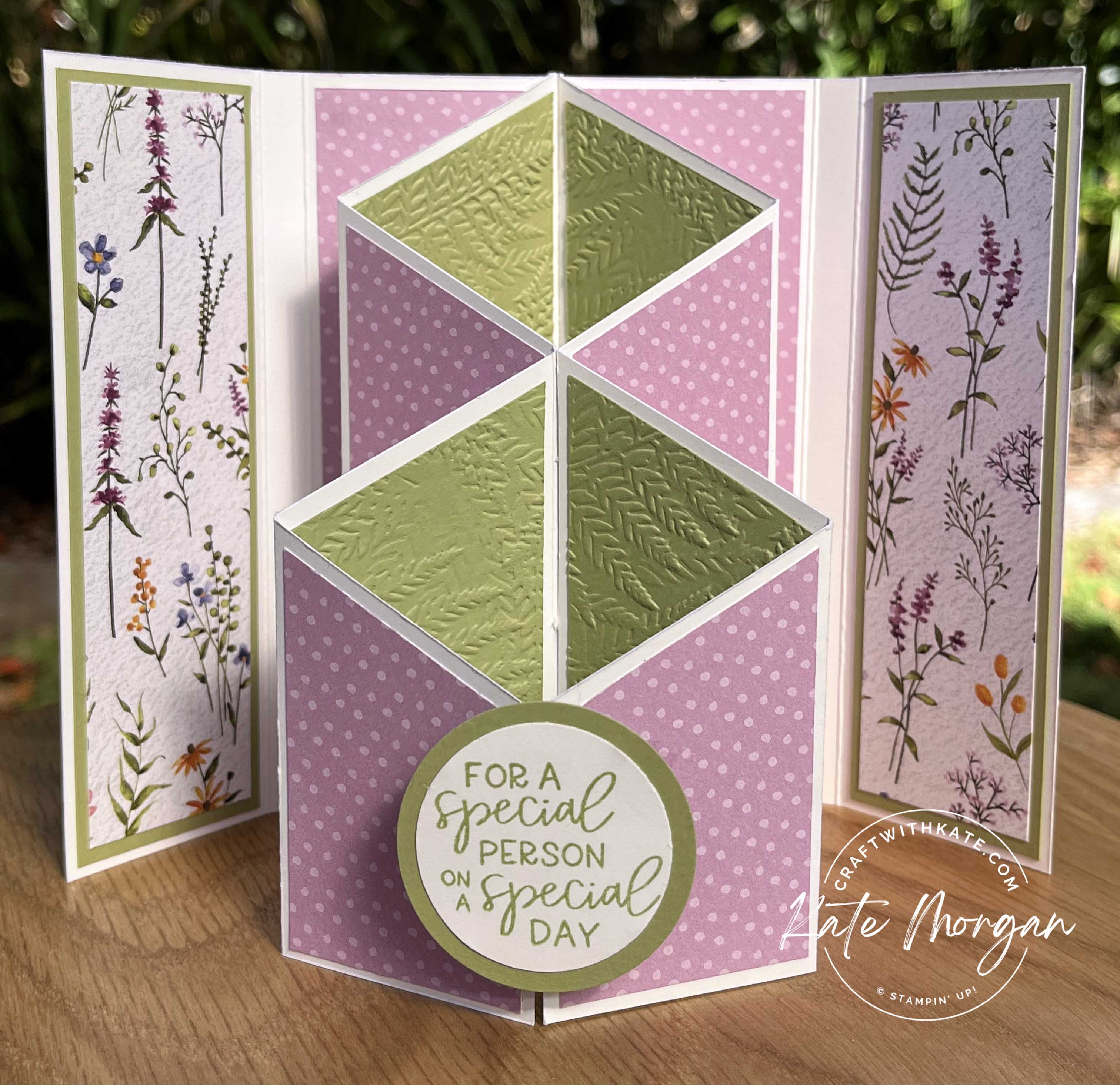 Cascading gatefold card dainty flowers dsp sab 2023 by kate morgan  stampin up australia open