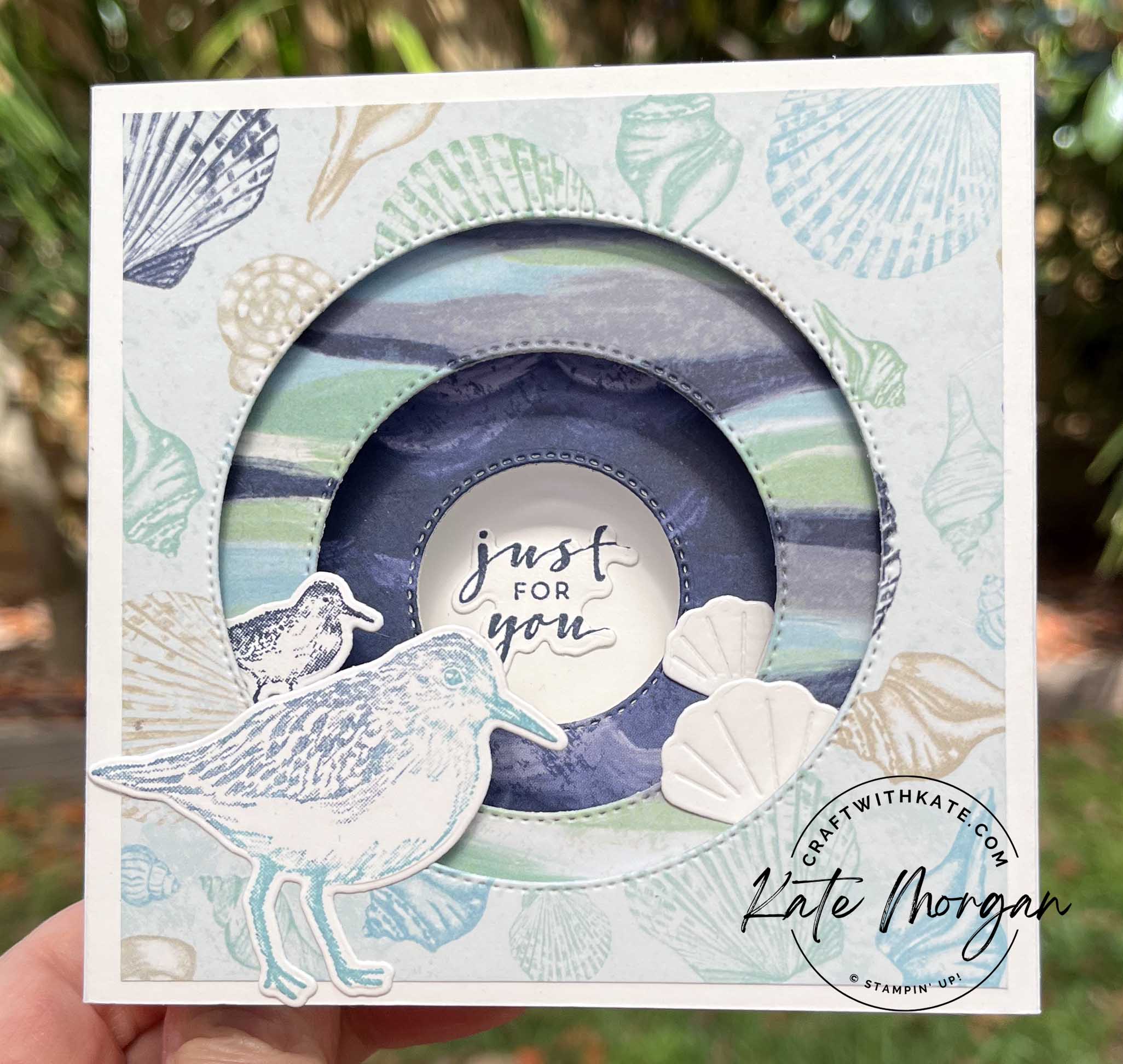 Seaside bay tunnel card by kate morgan  stampin up australia sab 2023.