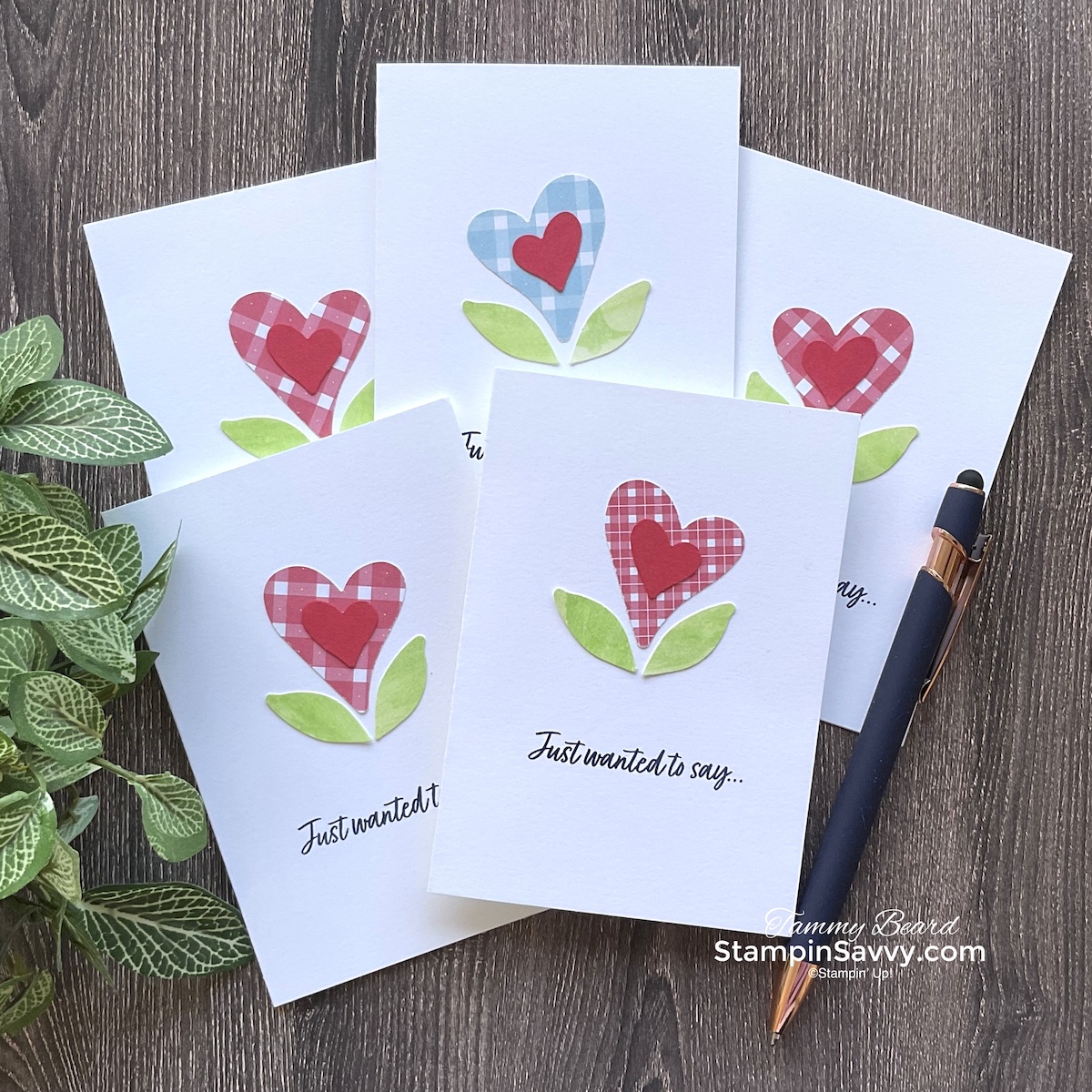 Country bouquet gingham note cards by stampin savvy tammy beard