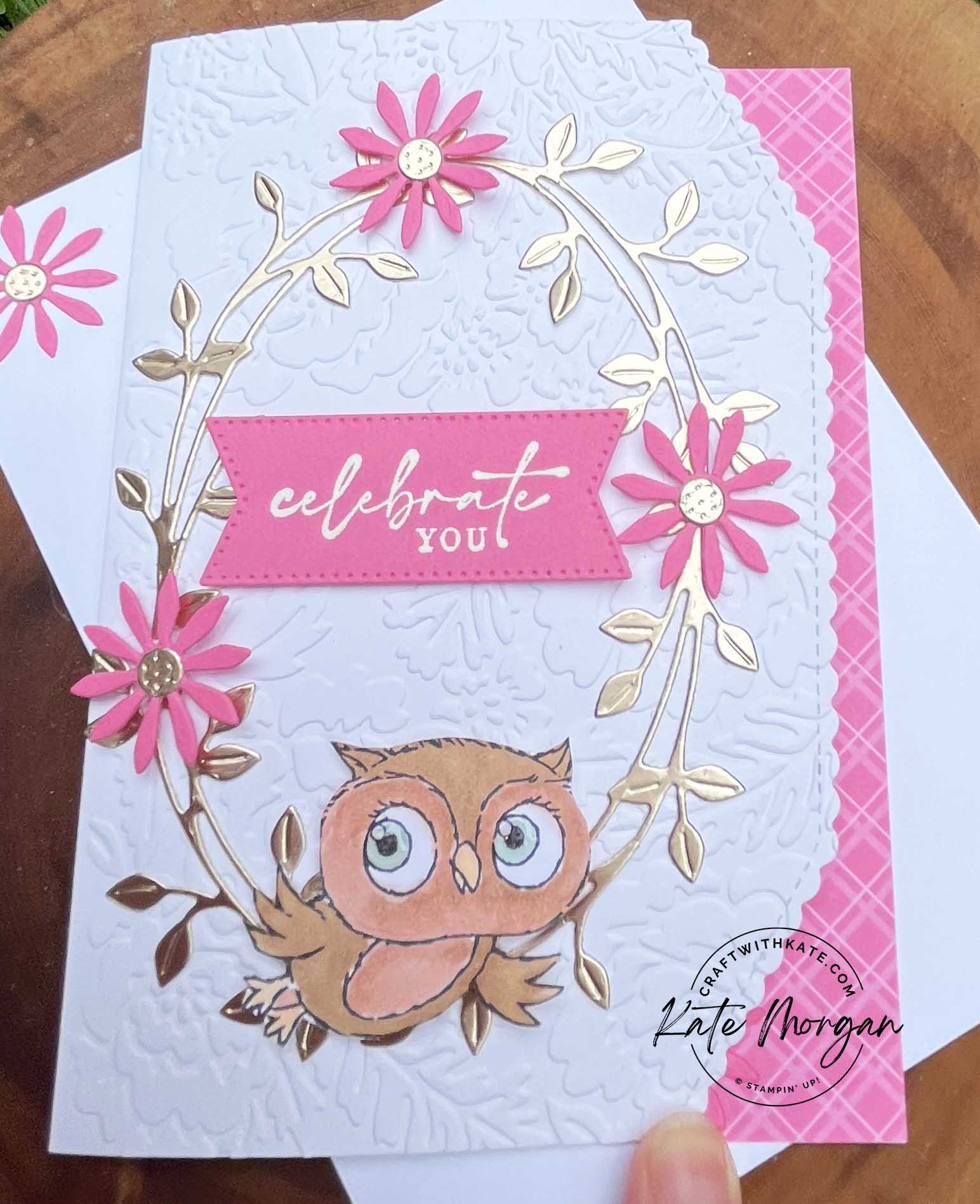 Adorable owls   dainty delight feminine card by kate morgan  stampin up australia sab 2023 close up